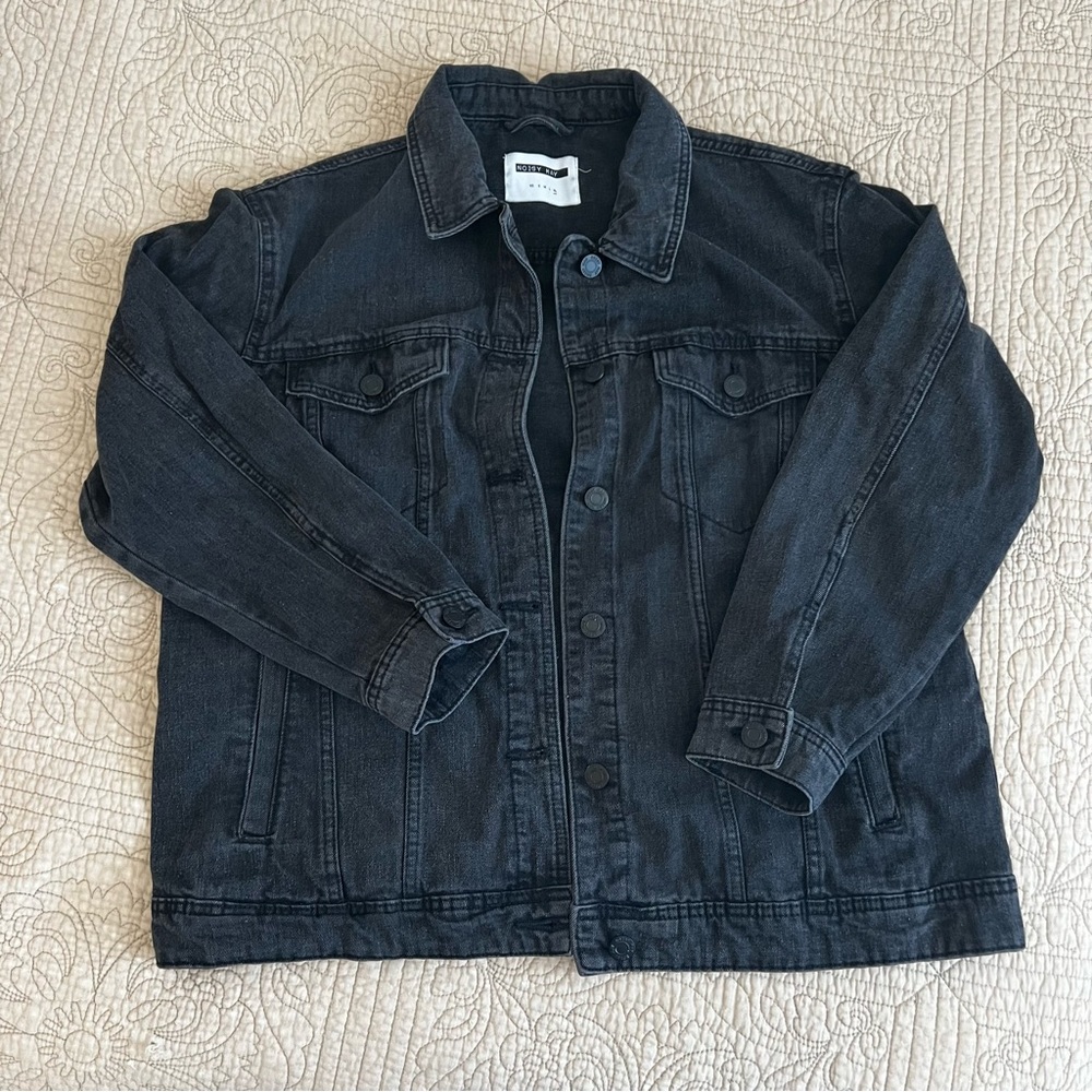NOISY MAY black denim trucker boyfriend jacket